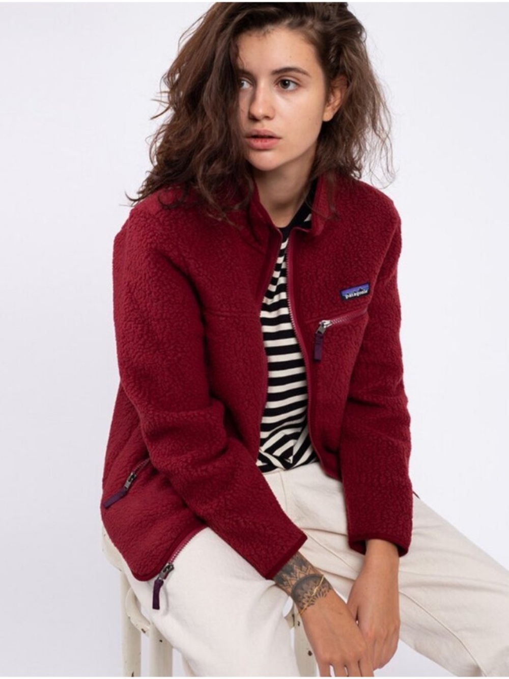 Patagonia Retro Pile Hoodie Carmine Red Burgundy Teddy Fleece Sherpa Zip Jacket